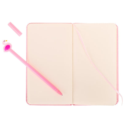 Set Cadou pentru Copii, Caiet cu Flamingo finisat cu piele ecologica + Pix cu Flamingo-3