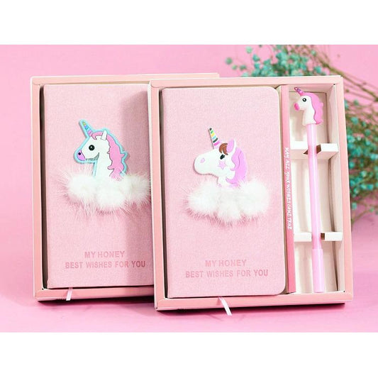 Set Cadou pentru Copii, Caiet cu Unicorn finisat cu piele ecologica + Pix cu Unicorn-1