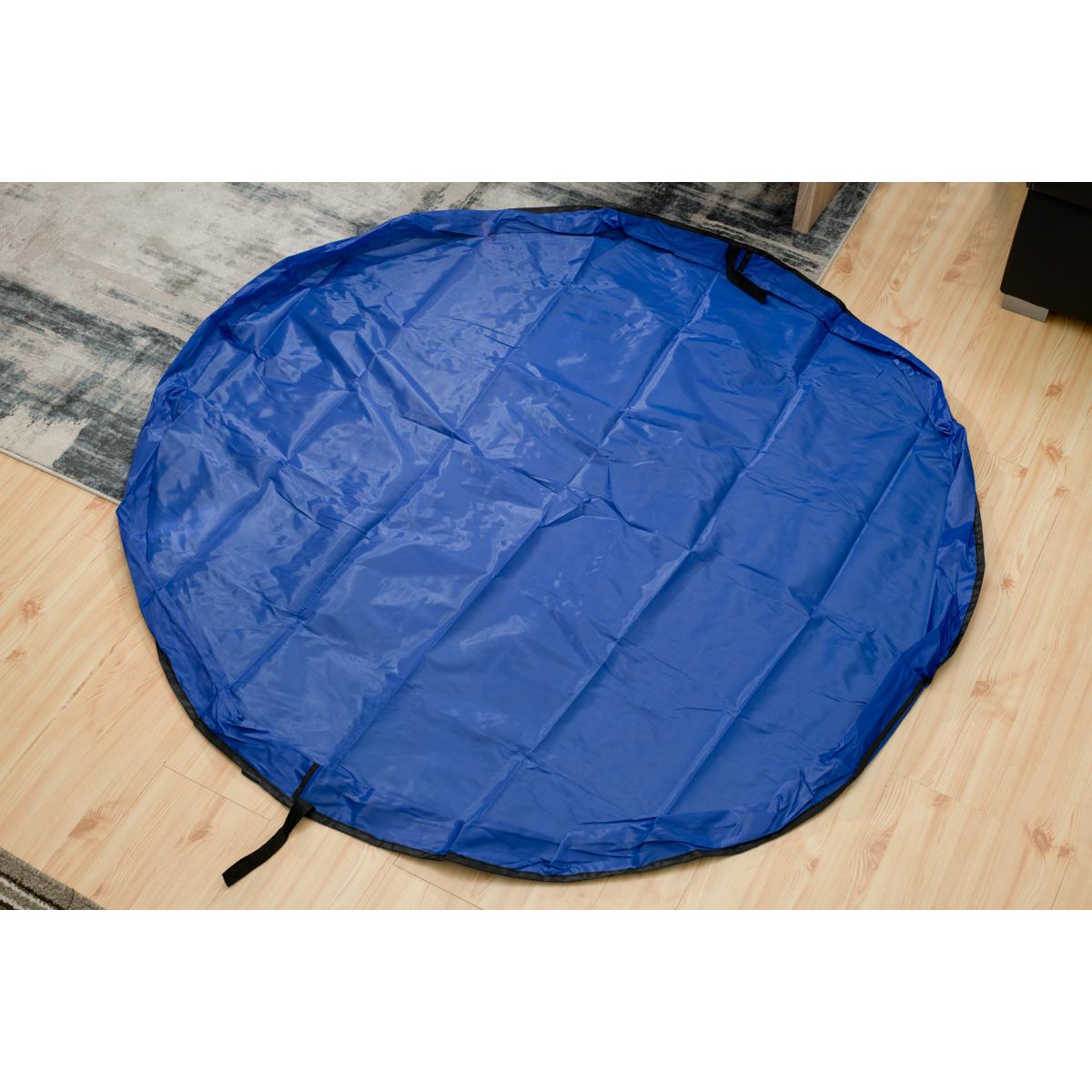 Covoras de joaca & Sac pentru jucarii, 2in1, culoare Albastra, diametru 150cm-3