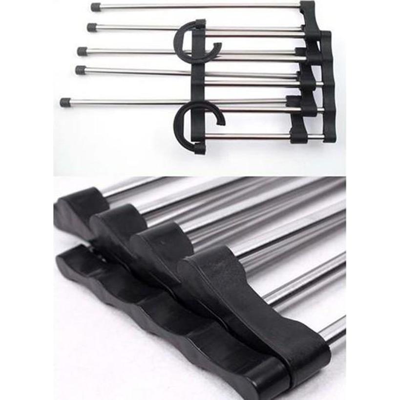 Umeras pliabil pentru 5 perechi de pantaloni, suport metalic cromat-5