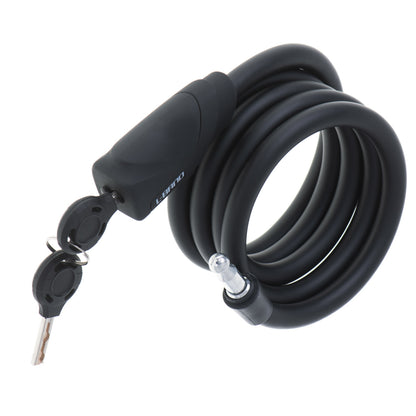 Antifurt bicicleta, Dispozitiv de blocare biciclete, spiralat, cu cheie, lungime 150cm, culoare Neagra-3