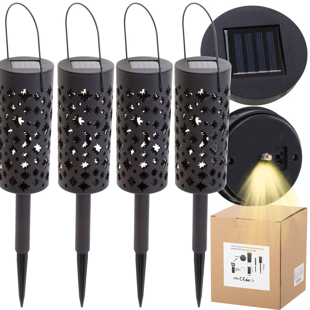 Set 4 lampi solare de gradina cu picior si agatatoare tip "Felinar" cu LED-4