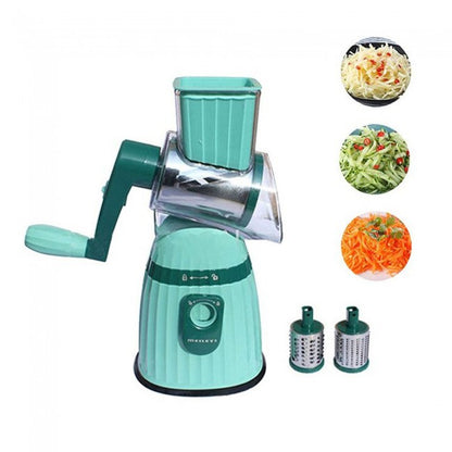Razatoare multifunctionala 3 in 1, manuala, 3 Lame rotative din inox, pentru fructe, legume, carne, branzeturi, lame inox, verde