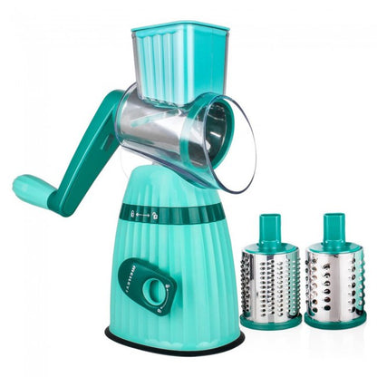 Razatoare multifunctionala 3 in 1, manuala, 3 Lame rotative din inox, pentru fructe, legume, carne, branzeturi, lame inox, verde