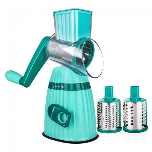 Razatoare multifunctionala 3 in 1, manuala, 3 Lame rotative din inox, pentru fructe, legume, carne, branzeturi, lame inox, verde