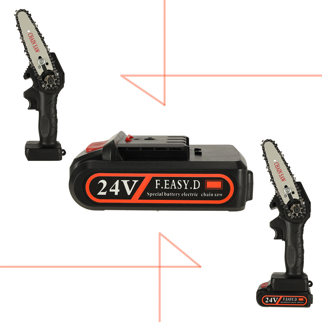 Mini ferastrau electric cu lant, baterie de 24V si valiza de transport-3