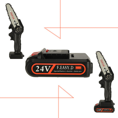 Mini ferastrau electric cu lant, baterie de 24V si valiza de transport-3
