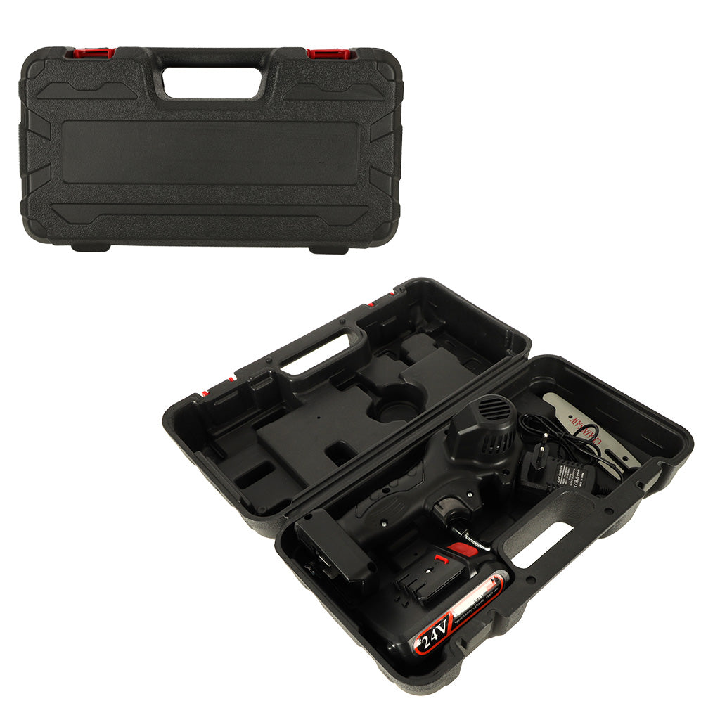 Mini ferastrau electric cu lant, baterie de 24V si valiza de transport-6