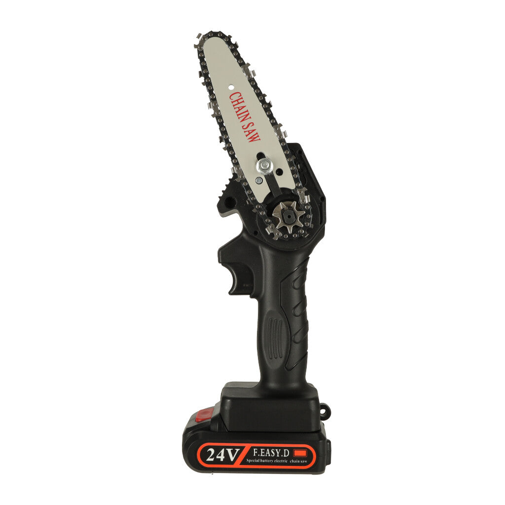 Mini ferastrau electric cu lant, baterie de 24V si valiza de transport-10