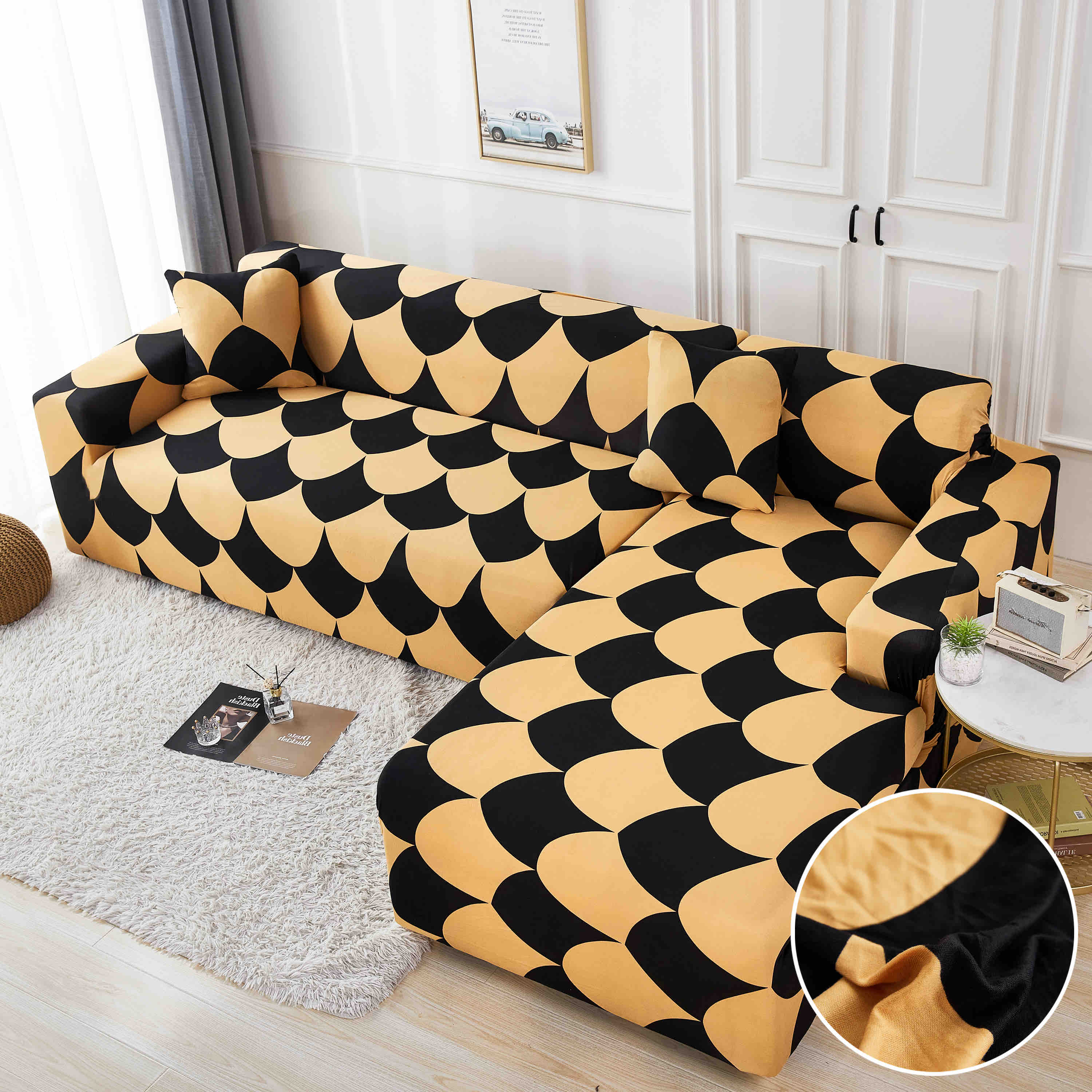 Husa elastica pentru canapele 2 locuri (140-180 cm) + husa coltar 3 locuri (180-230 cm) - Diferite modele