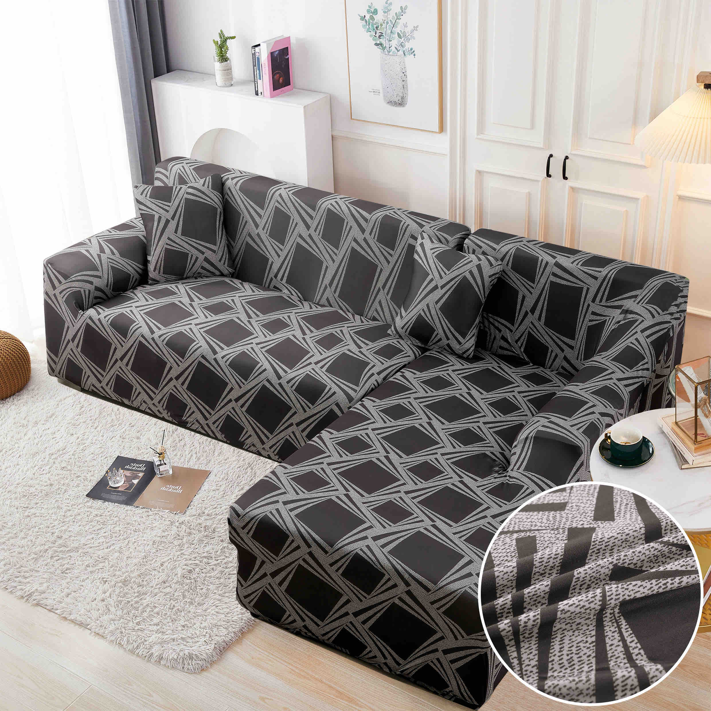 Husa elastica pentru canapele 2 locuri (140-180 cm) + husa coltar 3 locuri (180-230 cm) - Diferite modele