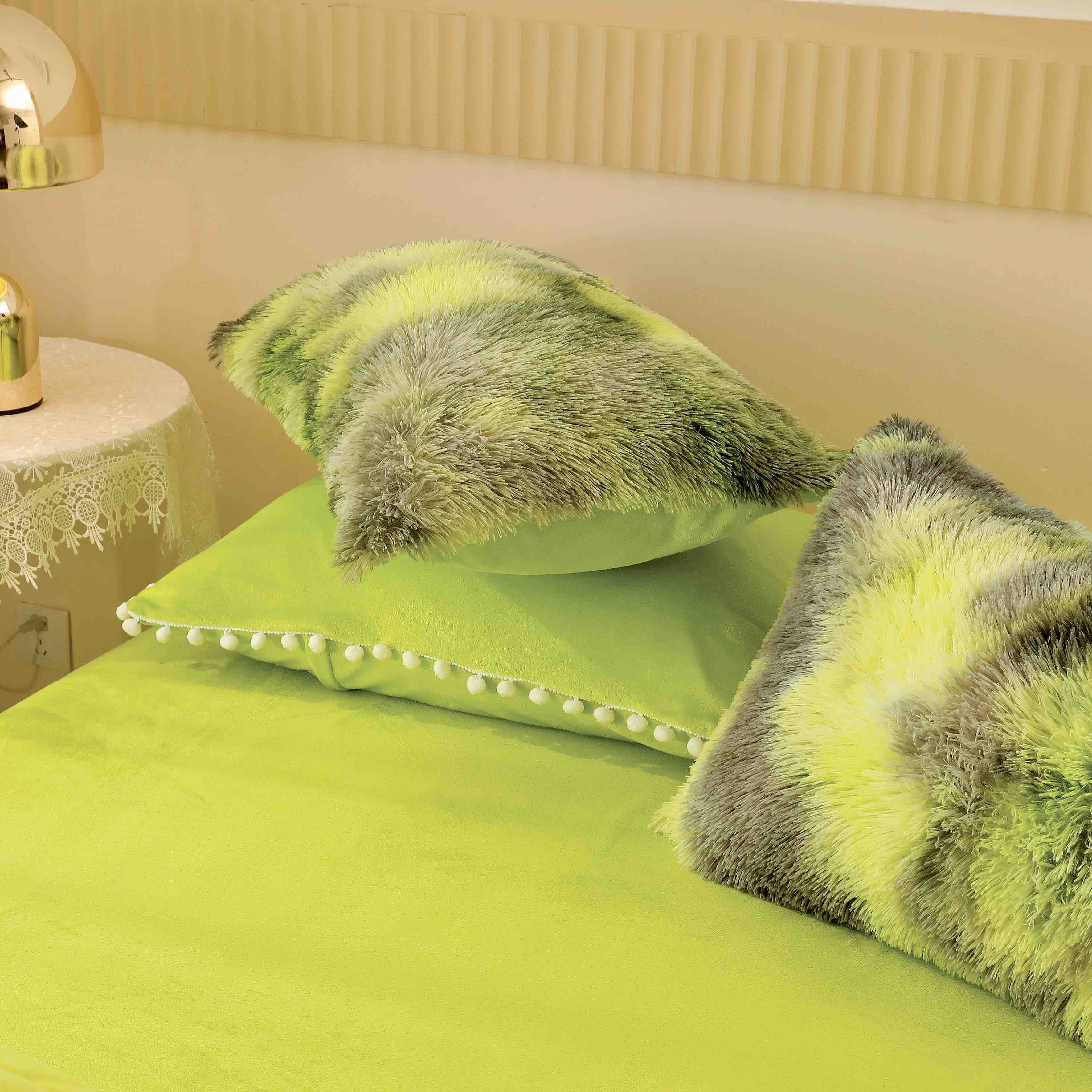 Lenjerie Fluffy Super Pufoasa 6 Piese, Verde Pestrit
