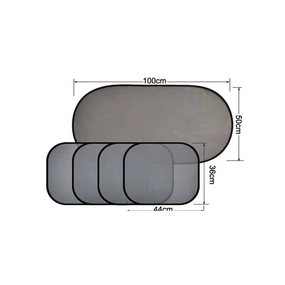 Set 5 perdele auto pentru protectie solara, universale, culoare Neagra-0