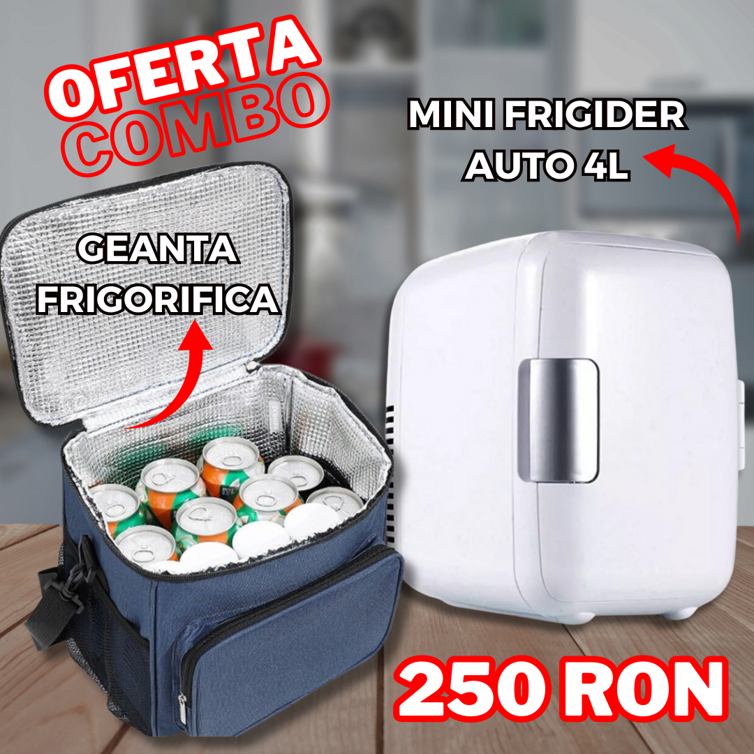 OFERTA COMBO - Mini Frigider Portabil Auto 4L + Geanta Frigorifica