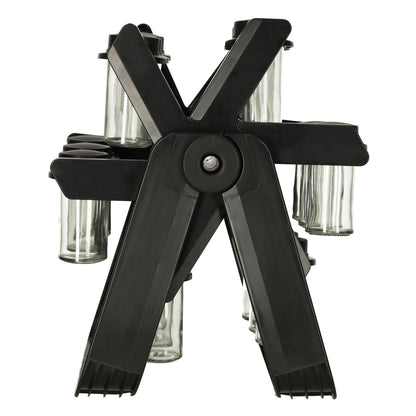 Organizator de condimente cu 18 containere cu suport rotativ pentru bucatarie, culoare neagra-1