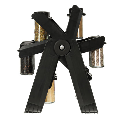 Organizator de condimente cu 18 containere cu suport rotativ pentru bucatarie, culoare neagra-4