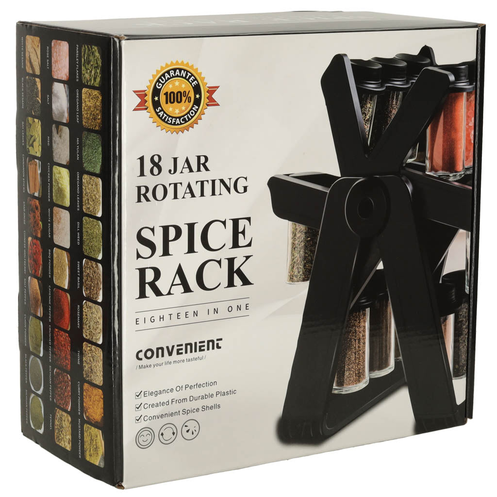 Organizator de condimente cu 18 containere cu suport rotativ pentru bucatarie, culoare neagra-8