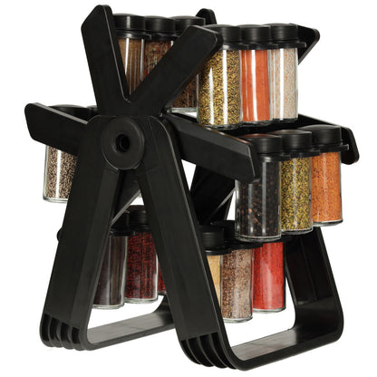 Organizator de condimente cu 18 containere cu suport rotativ pentru bucatarie, culoare neagra-10