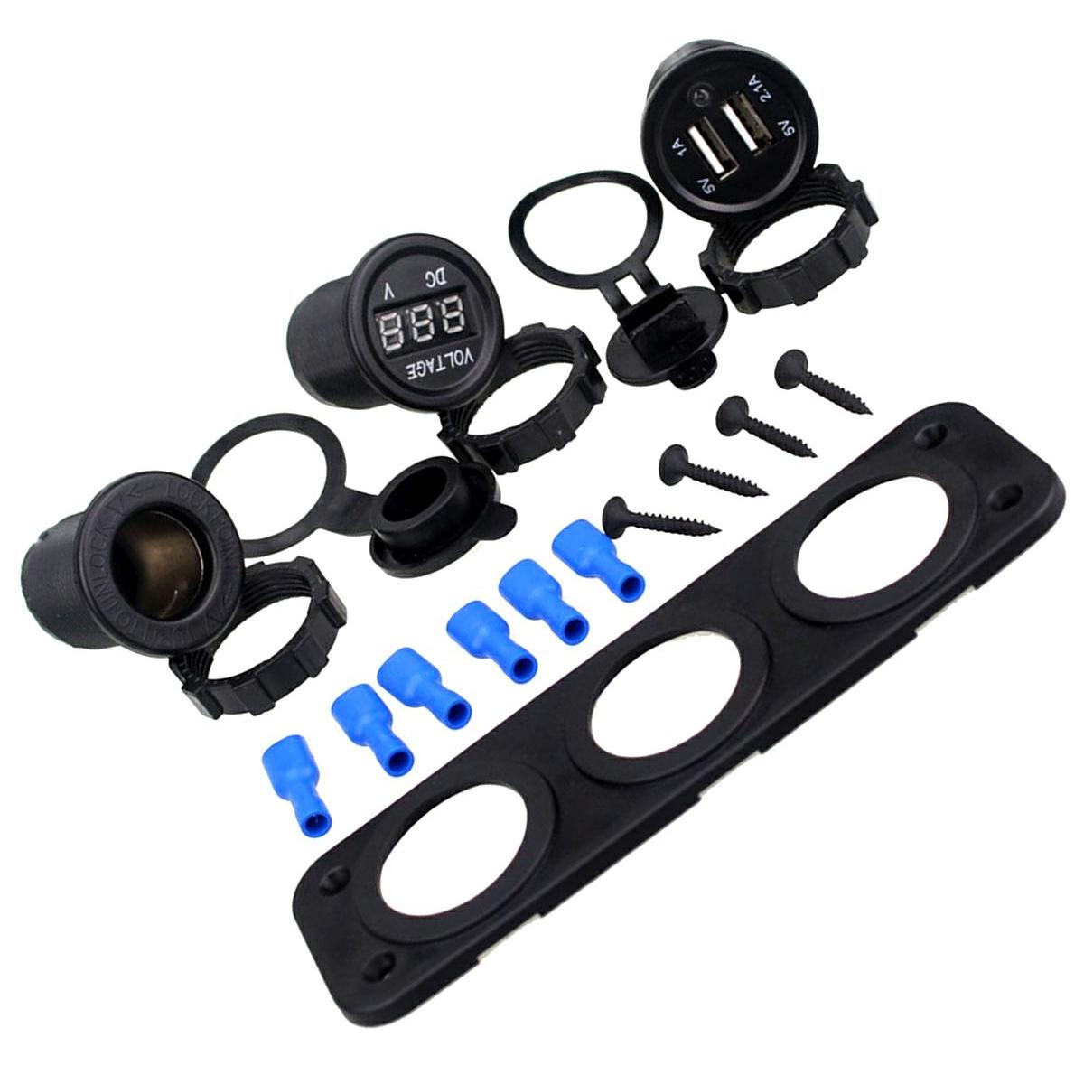 Priza suplimentara impermeabila pentru vehicule Off Road, ATV, SSV, tensiune 12V, 2 x USB si Voltmetru-4