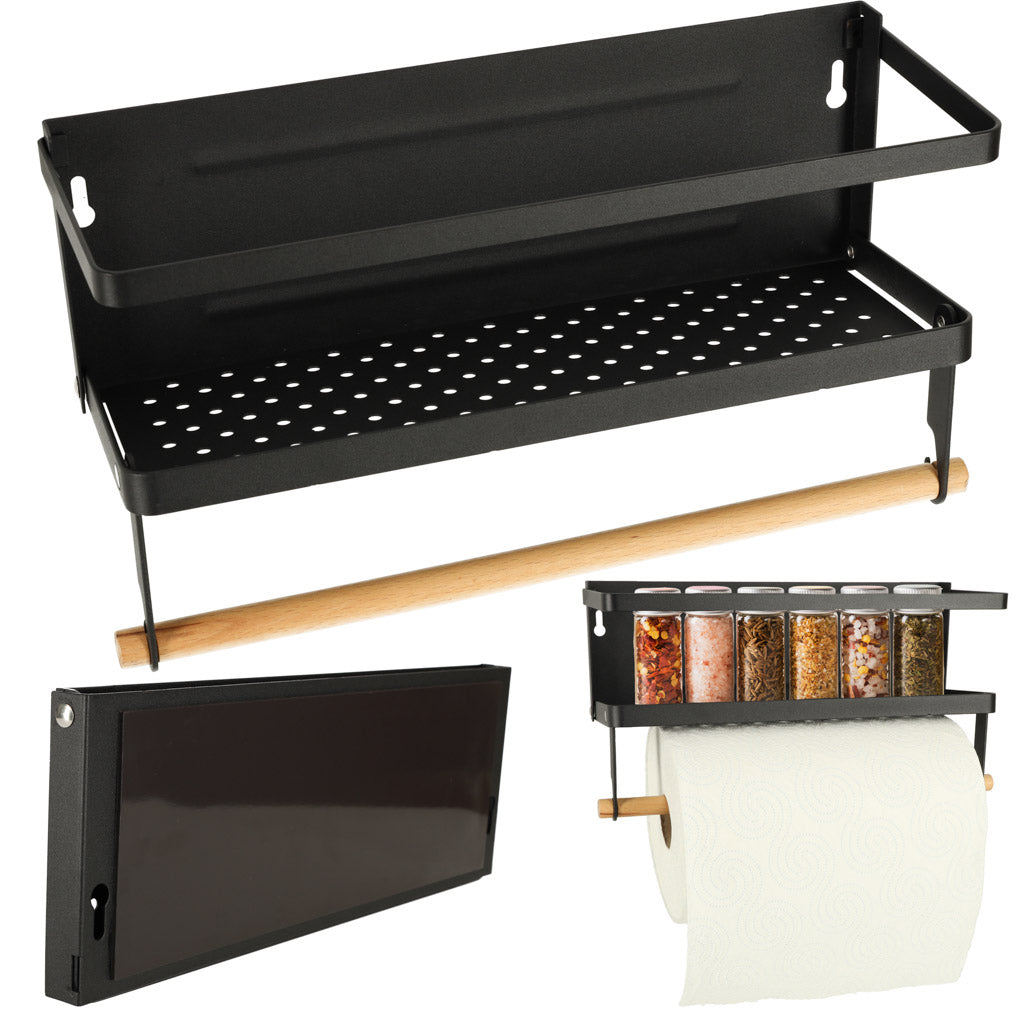Raft magnetic de frigider 2in1, pentru condimente si prosop de bucatarie-0