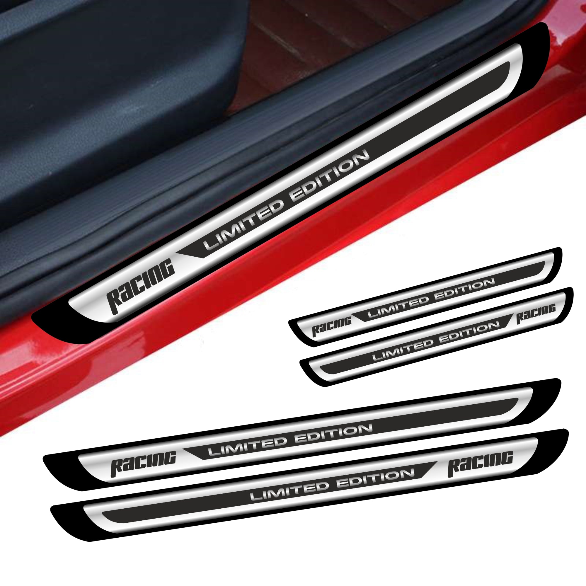 Set 4 bucati Protectii Praguri din autocolant Crom - Racing Limited Edition-0