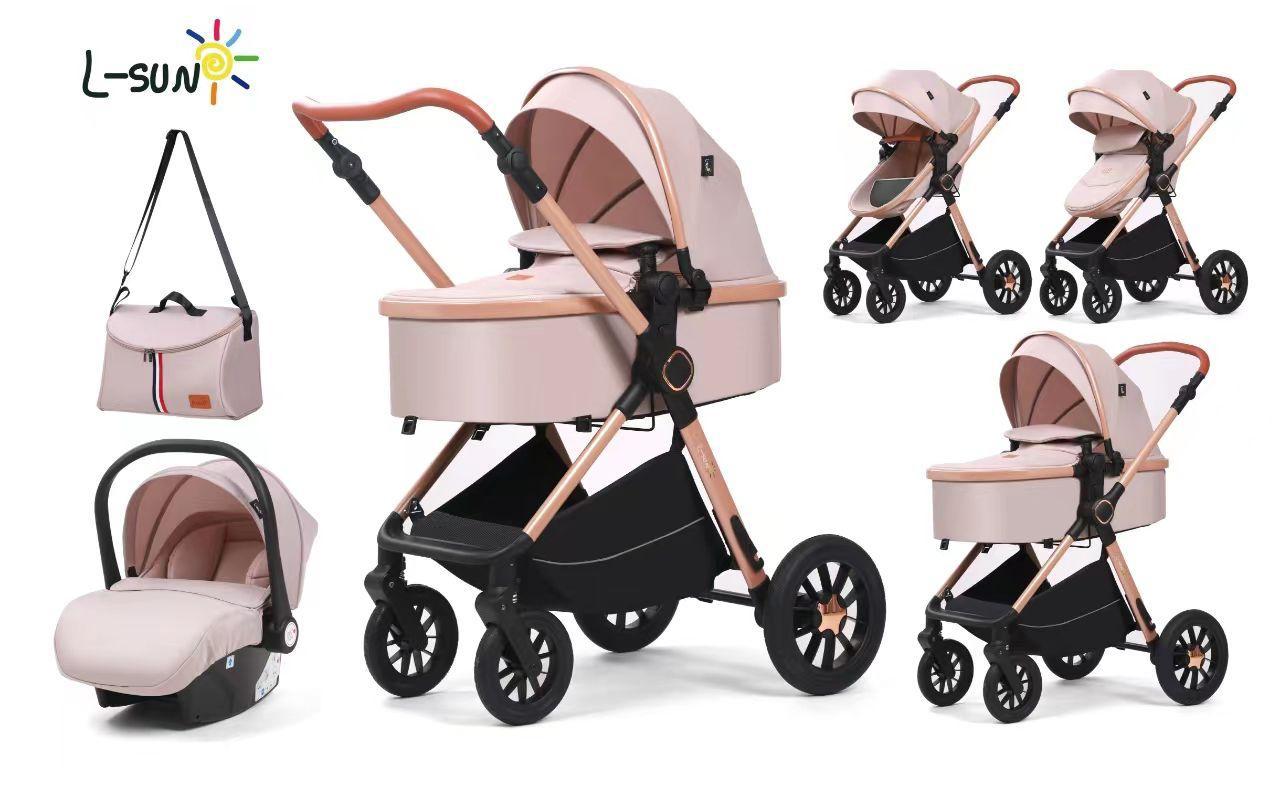 Carucior 3 in 1 reversibil,  cu suspensii, cu scoica, parte sport transformabila in landou, T5