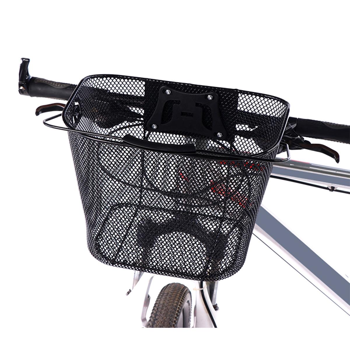 Cos metalic pentru bicicleta cu maner, demontabil, conceput pentru a fi montat in partea din fata, culoare Neagra-0
