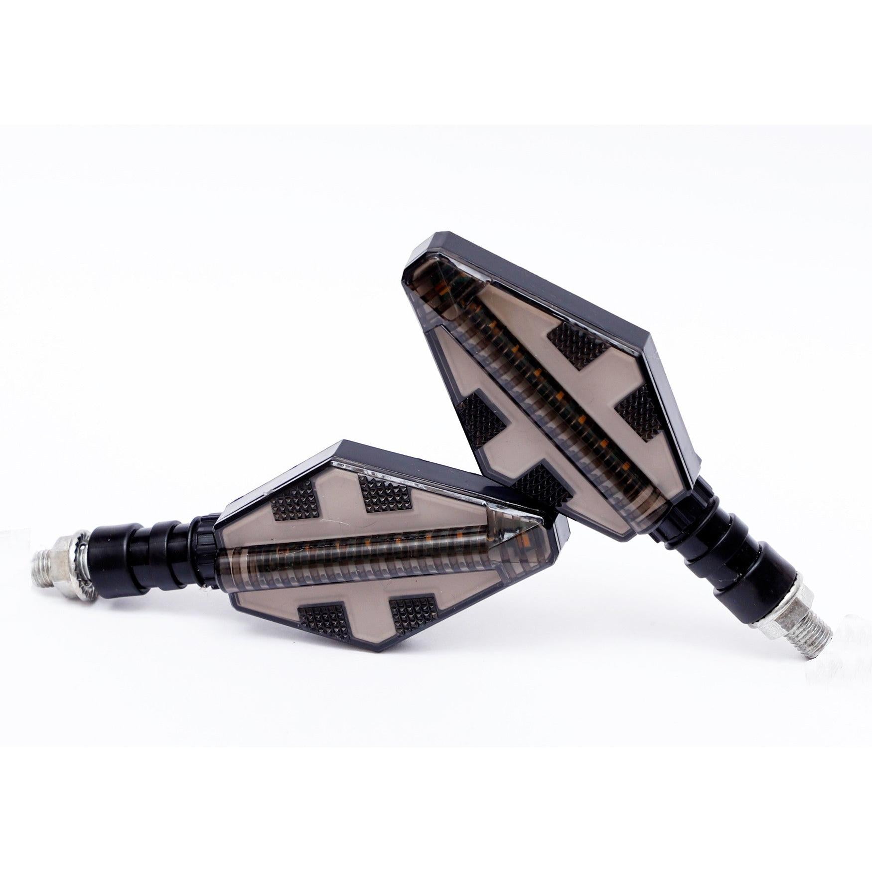 Set 2 lampi Semnalizare Moto, model CROSS, cu 2 functii, pozitie si semnalizare, tensiune 12V-0