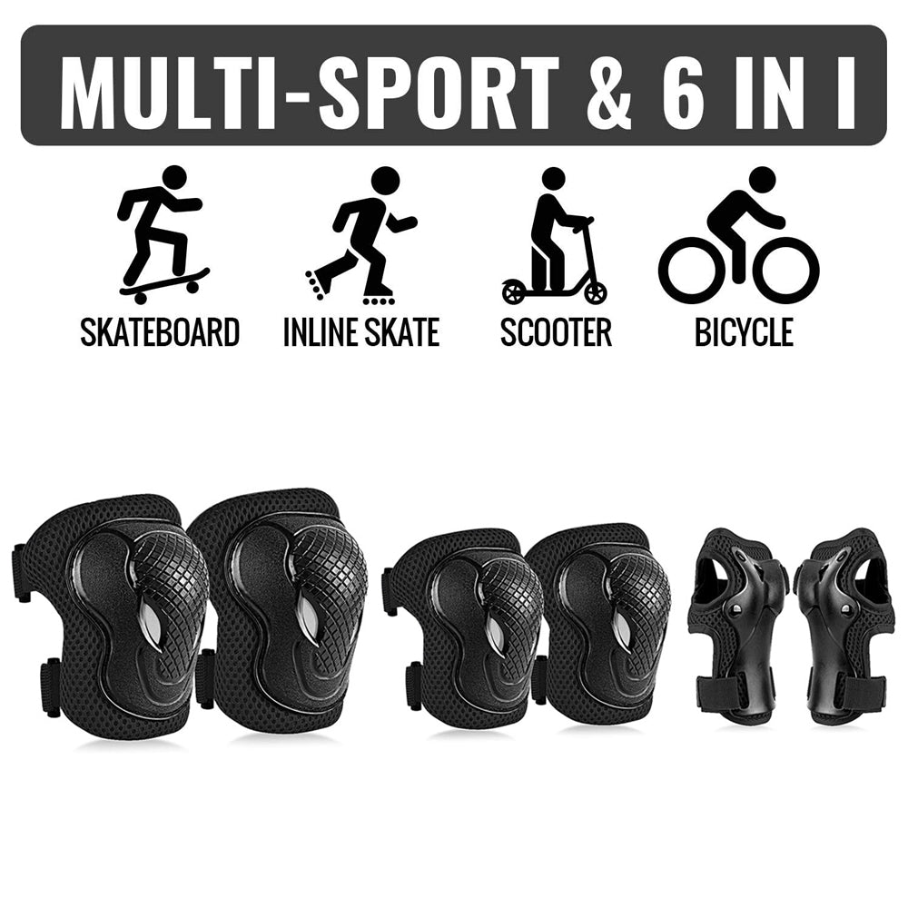 Set pentru copii, 6 x protectii pentru genunchi, coate si incheieturi (bicicleta, role, skateboard, patine)-5