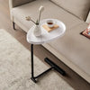 Masuta de Cafea Design Nordic cu Picior Metalic, Alb cu Negru, 40x30x70 cm