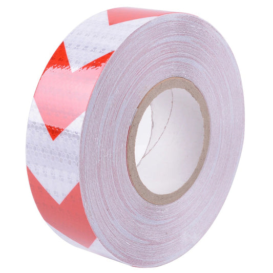 Banda reflectorizanta adeziva tip fagure - SAGEATA ROSU-ALB (rola 5cm x 25m)-0