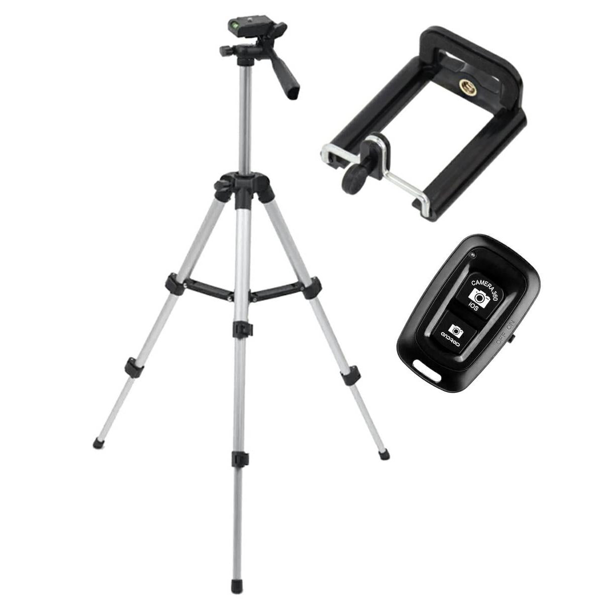 Trepied fotografic din aluminiu, compact, cu suport mobil 3D + Telecomanda Bluetooth-1