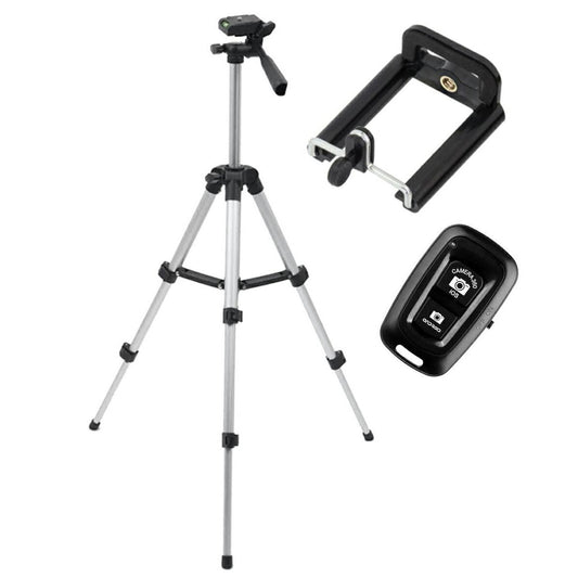 Trepied fotografic din aluminiu, compact, cu suport mobil 3D + Telecomanda Bluetooth-1
