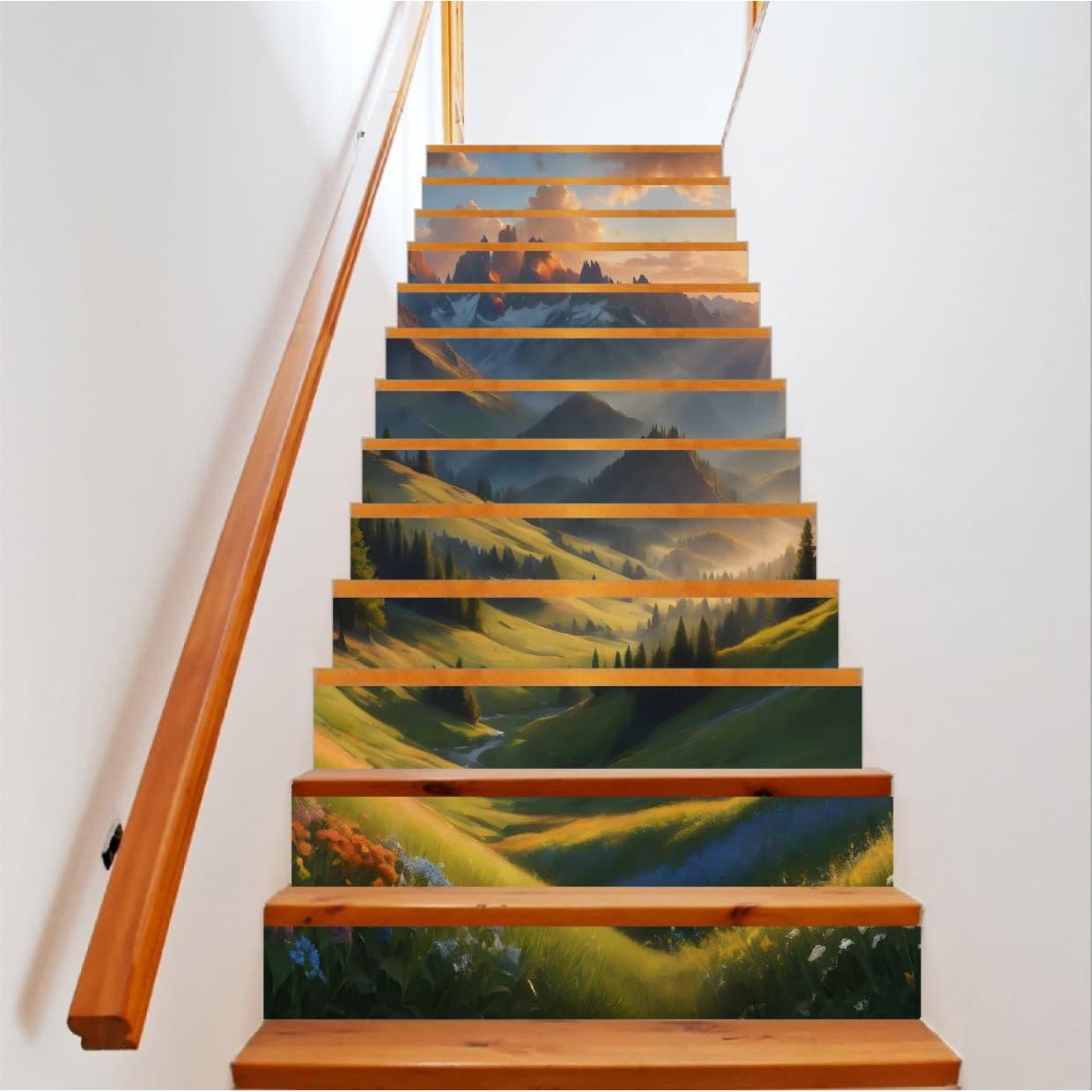 Sticker decorativ pentru scari interioare, print autoadeziv de inalta rezolutie, dimensine 200 x 124 cm, cod_ AVX-STAIRS-07-0