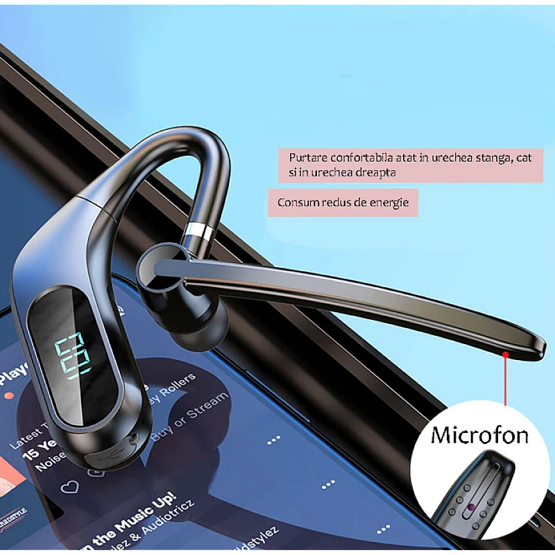 Casca Bluetooth 5.0 Wireless KJ12 Rezistenta la Apa