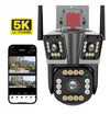 Camera de Supraveghere Tripla WIFI, 12MP, Exterior/Interior, Ultra HD, 5X zoom, Rotire, Leduri, Lumina, Comunicare Bidirectionala, Alarma, Senzor Miscare, Negru