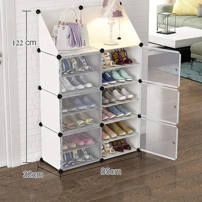 Raft Organizator pentru Încălțăminte cu Uși Anti-Praf si Poliță Superioară 80x120 cm