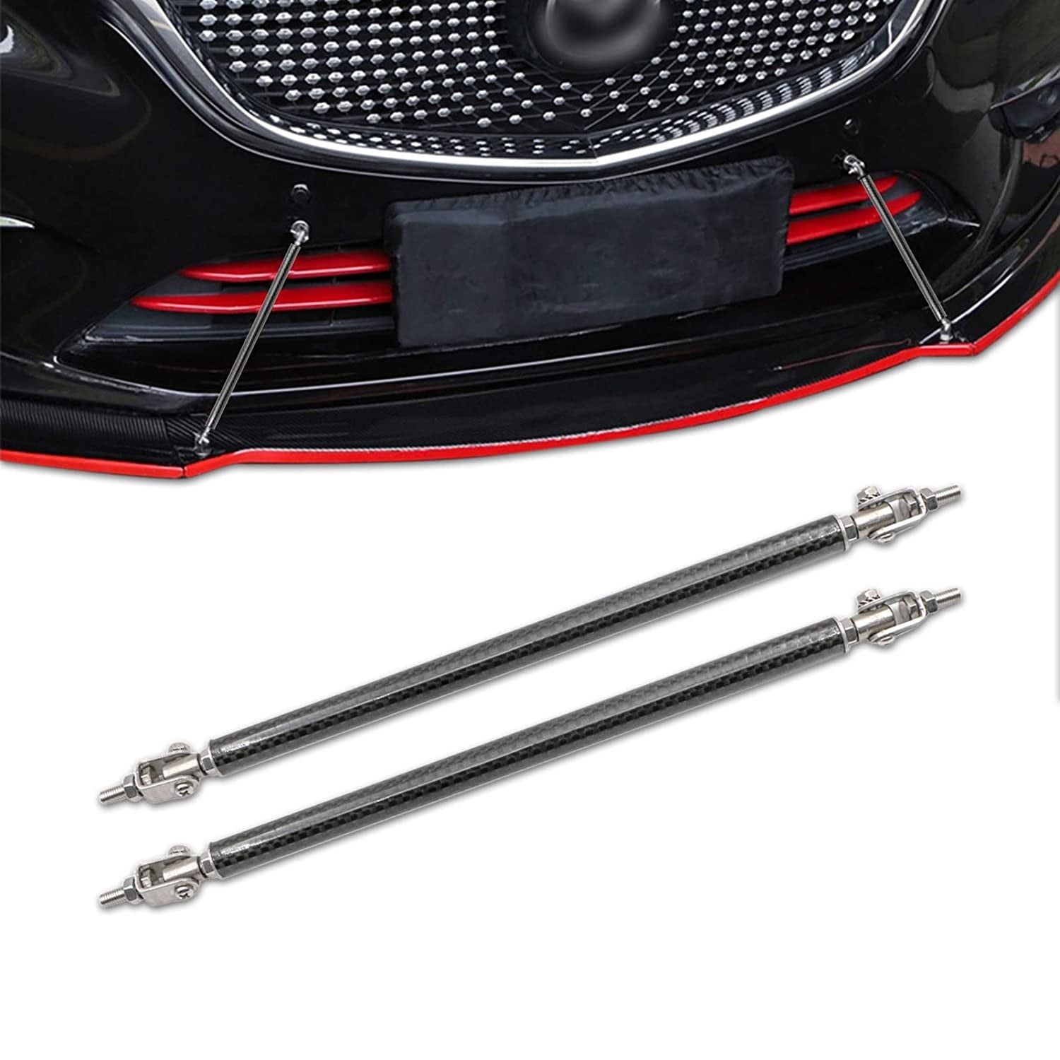 Set 2 Tije din Aluminiu reglabile pentru Consolidare Spoiler, lungime 10cm, IMITATIE CARBON-0