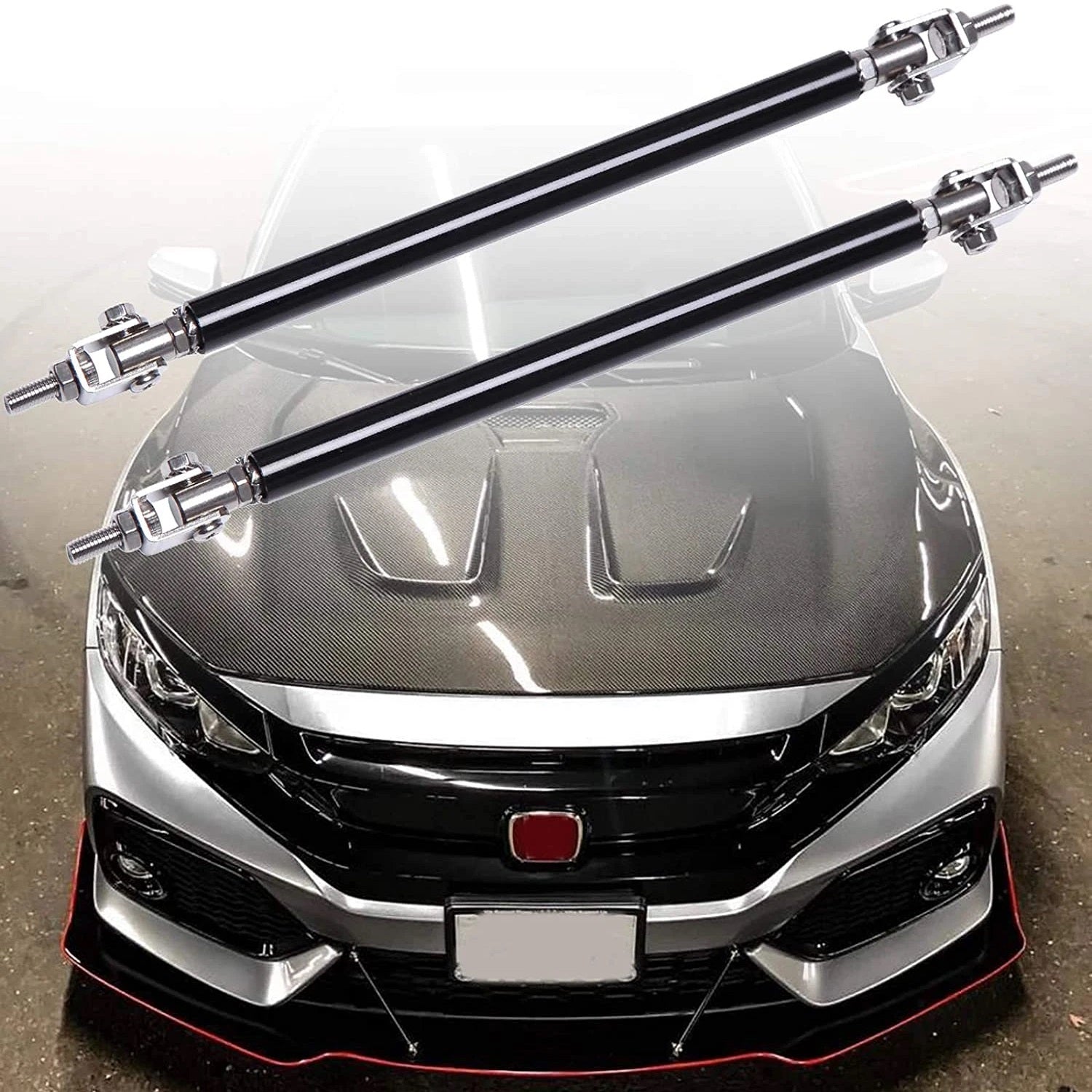 Set 2 Tije din Aluminiu reglabile pentru Consolidare Spoiler, lungime 15cm, IMITATIE CARBON-1