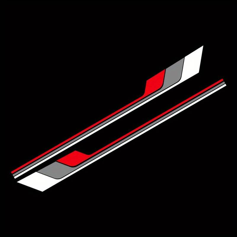 Set 2 stickere autoadezive Tuning, model "Racing Stripes V2", dimensiune 180 x 16,5 cm, culoare Alb + Gri + Rosu-1