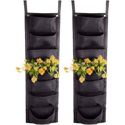 Jardinieră Verticală Neagră cu 6 Buzunare Material Textil