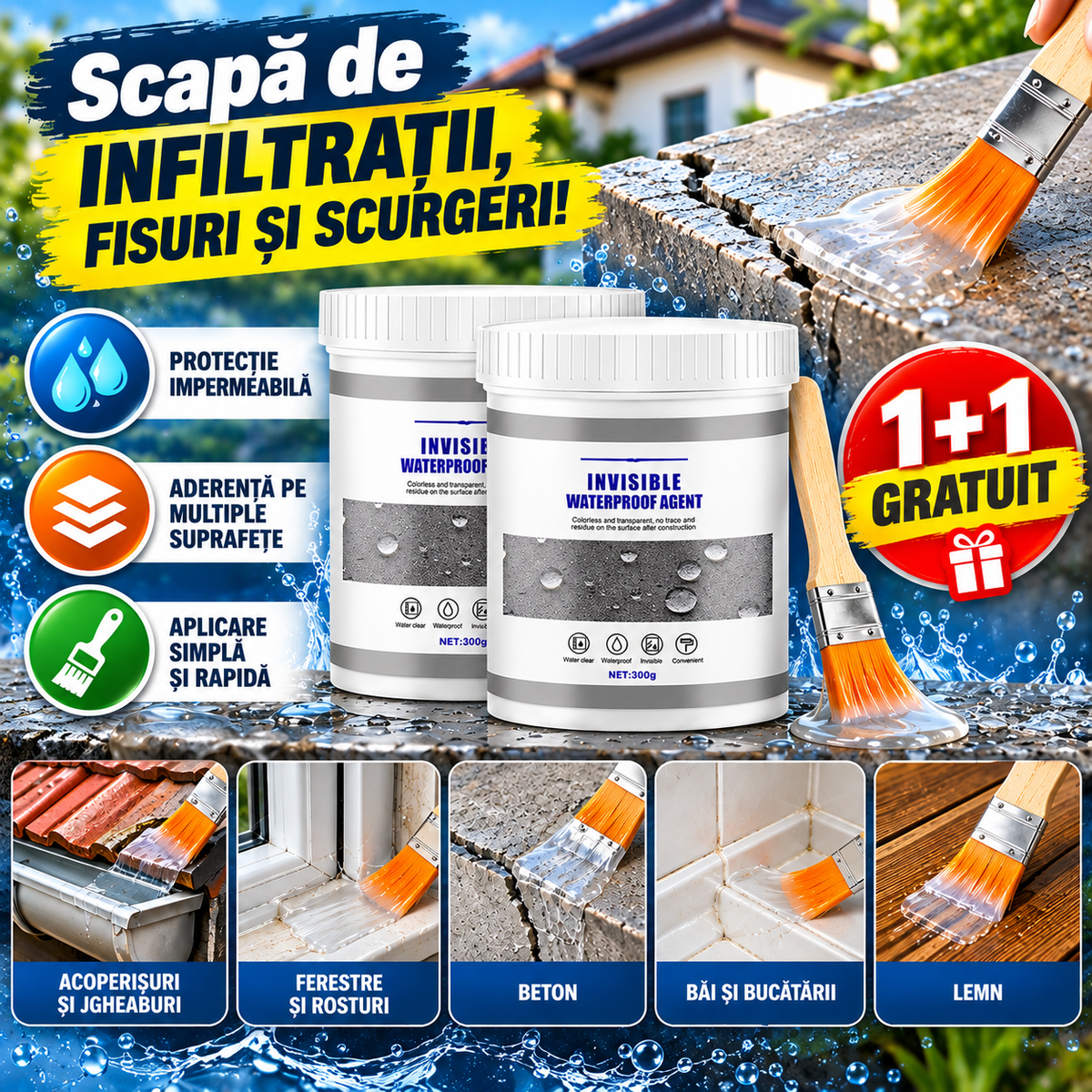 💧 OFERTĂ 1+1 GRATUIT – Adeziv Universal pentru Etanșare și Impermeabilizare, Transparent, 100g