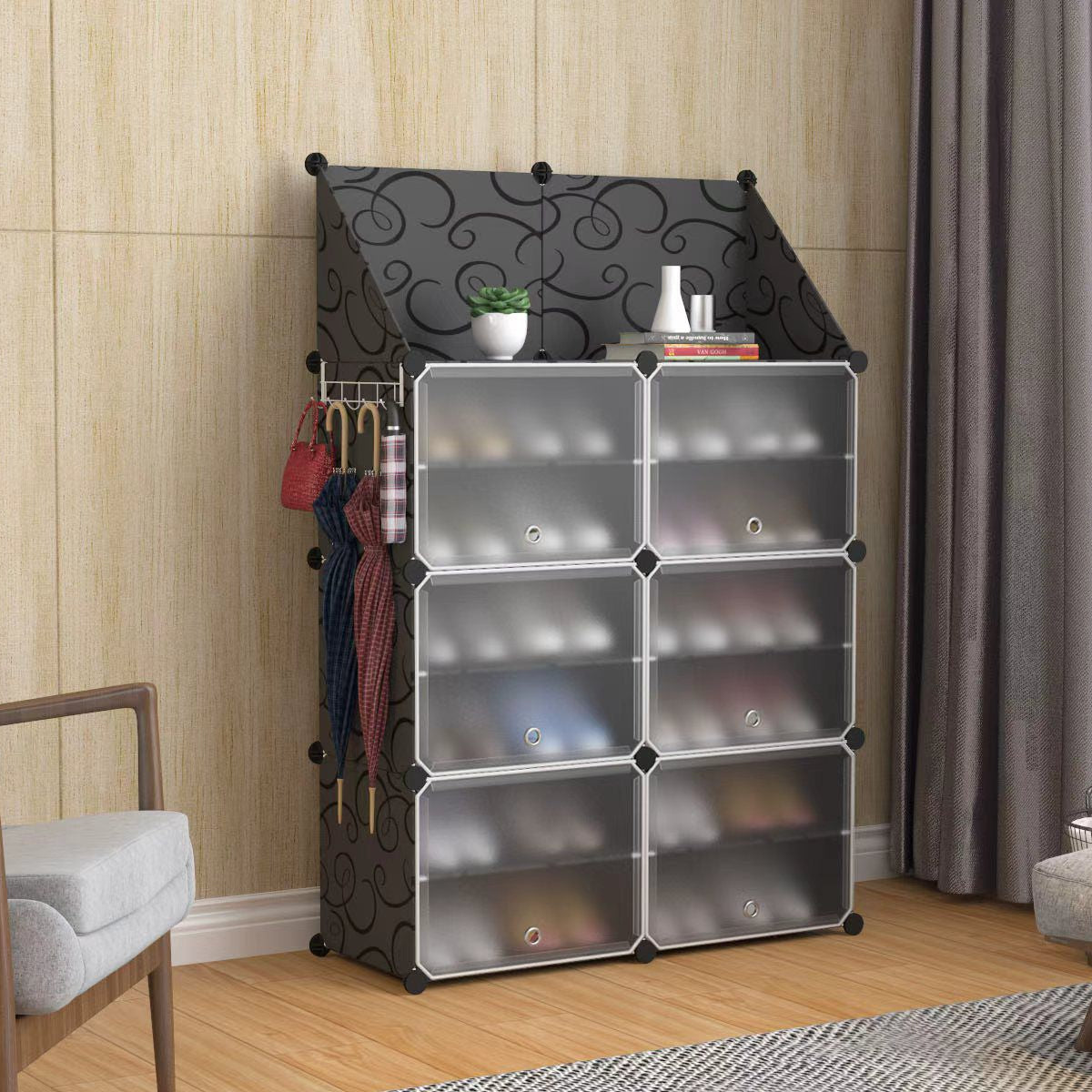 Raft Organizator pentru Încălțăminte cu Uși Anti-Praf si Poliță Superioară 80x120 cm