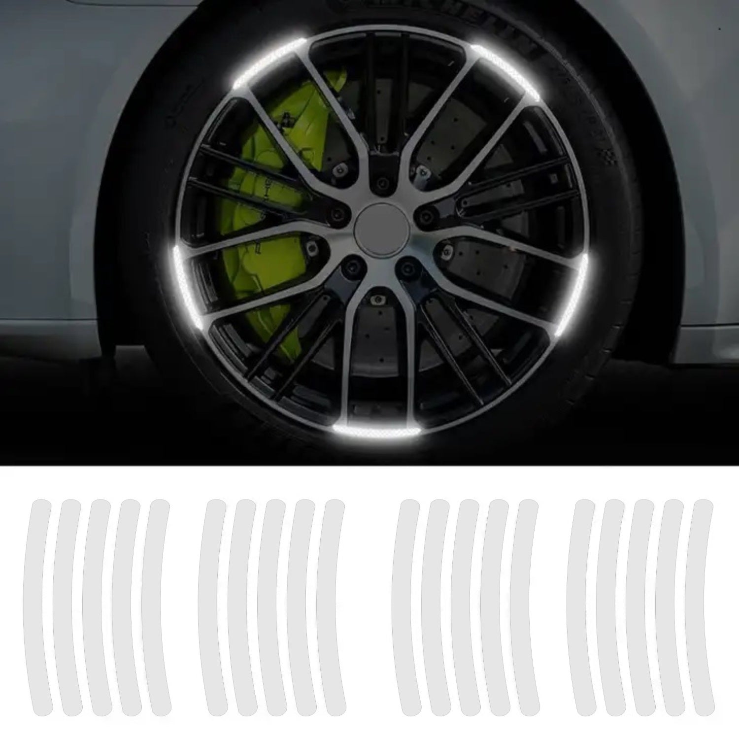 Set 20 bucati Elemente Reflectorizante "Wheel Arch" pentru autoturisme, biciclete, motociclete, atv-uri, scutere, culoare Argintiu-0