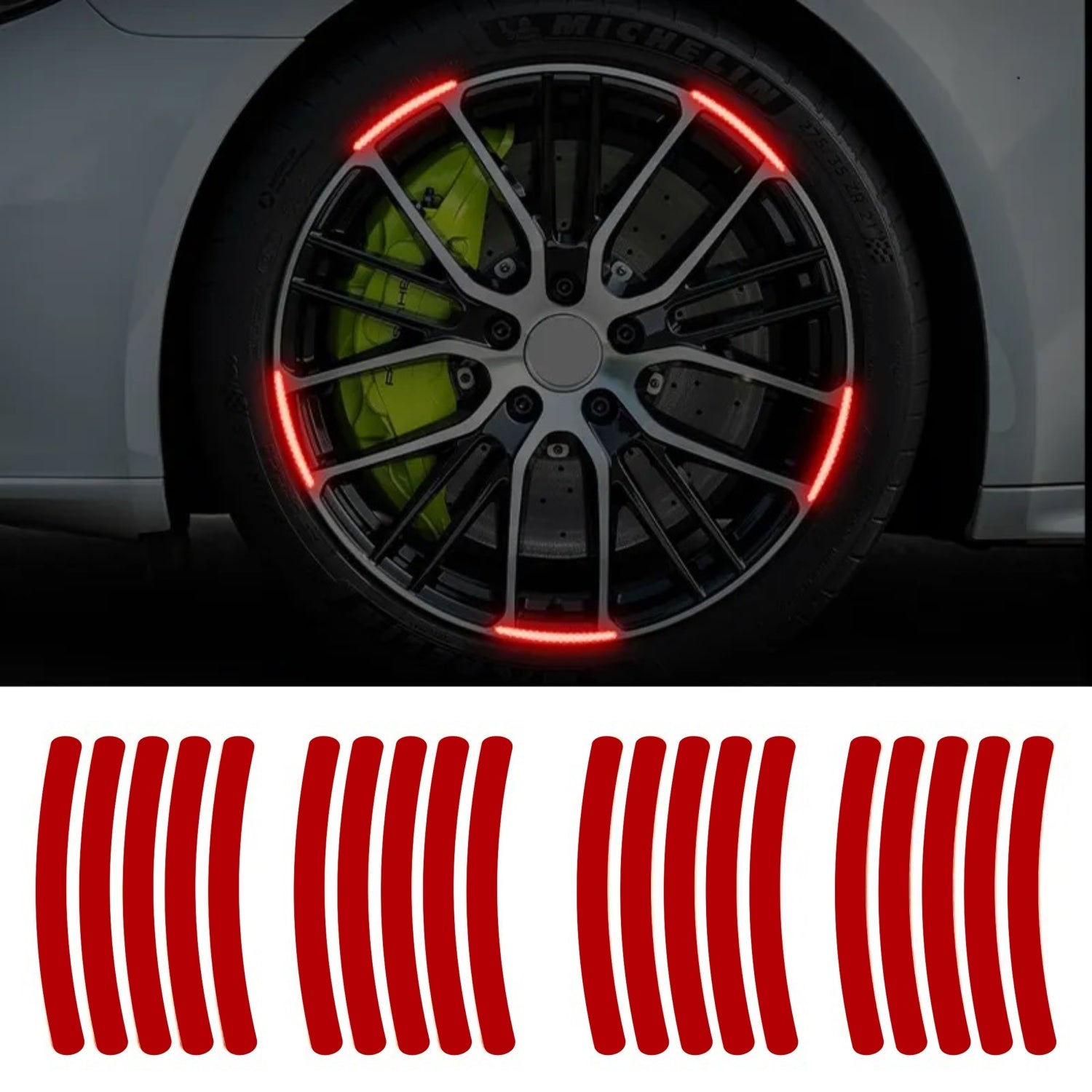 Set 20 bucati Elemente Reflectorizante "Wheel Arch" pentru autoturisme, biciclete, motociclete, atv-uri, scutere, culoare Rosie-0