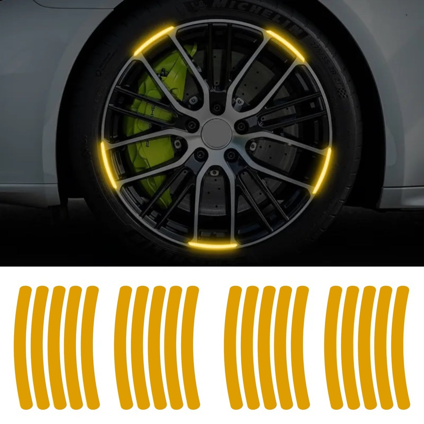 Set 20 bucati Elemente Reflectorizante "Wheel Arch" pentru autoturisme, biciclete, motociclete, atv-uri, scutere, culoare Orange-0