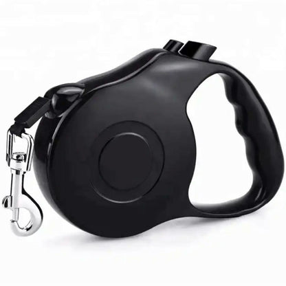 Lesa Retractabila Automata cu carabina pentru caini, lungime sfoara 5m, culoare Neagra-0