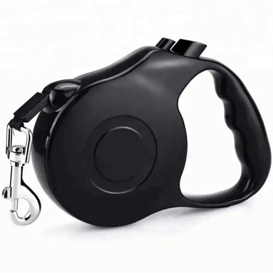 Lesa Retractabila Automata cu carabina pentru caini, lungime sfoara 5m, culoare Neagra-0