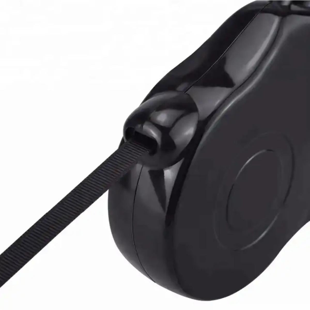 Lesa Retractabila Automata cu carabina pentru caini, lungime sfoara 5m, culoare Neagra-2