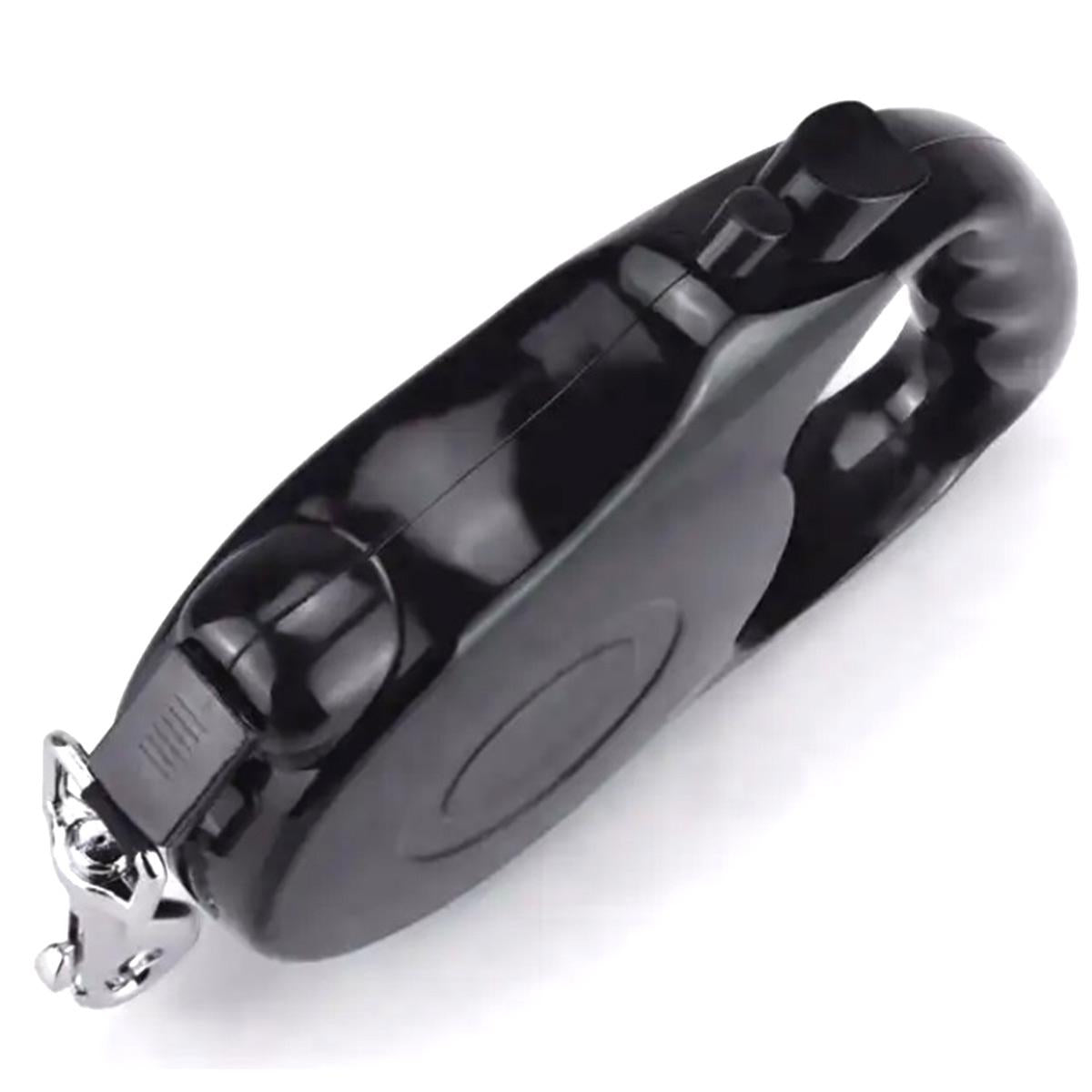 Lesa Retractabila Automata cu carabina pentru caini, lungime sfoara 5m, culoare Neagra-3